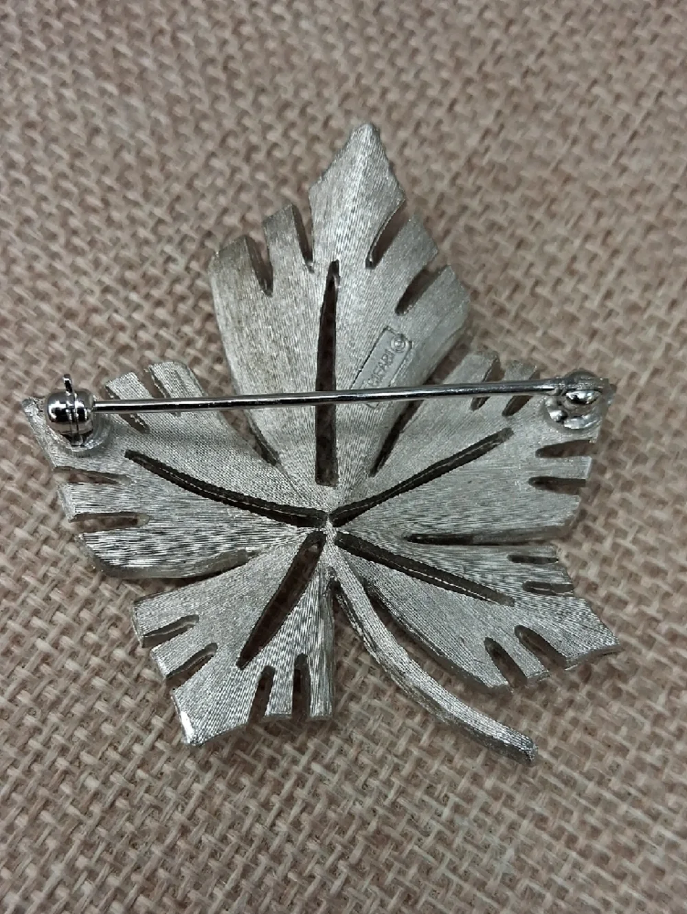 Silver Tone Leaf Brooch Large Statement Textured Pin One Size
